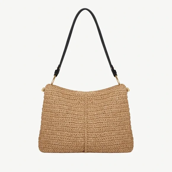 Strathberry Lana hobo raffia black bag leather straps handmade in Spain - Picture 3 of 12